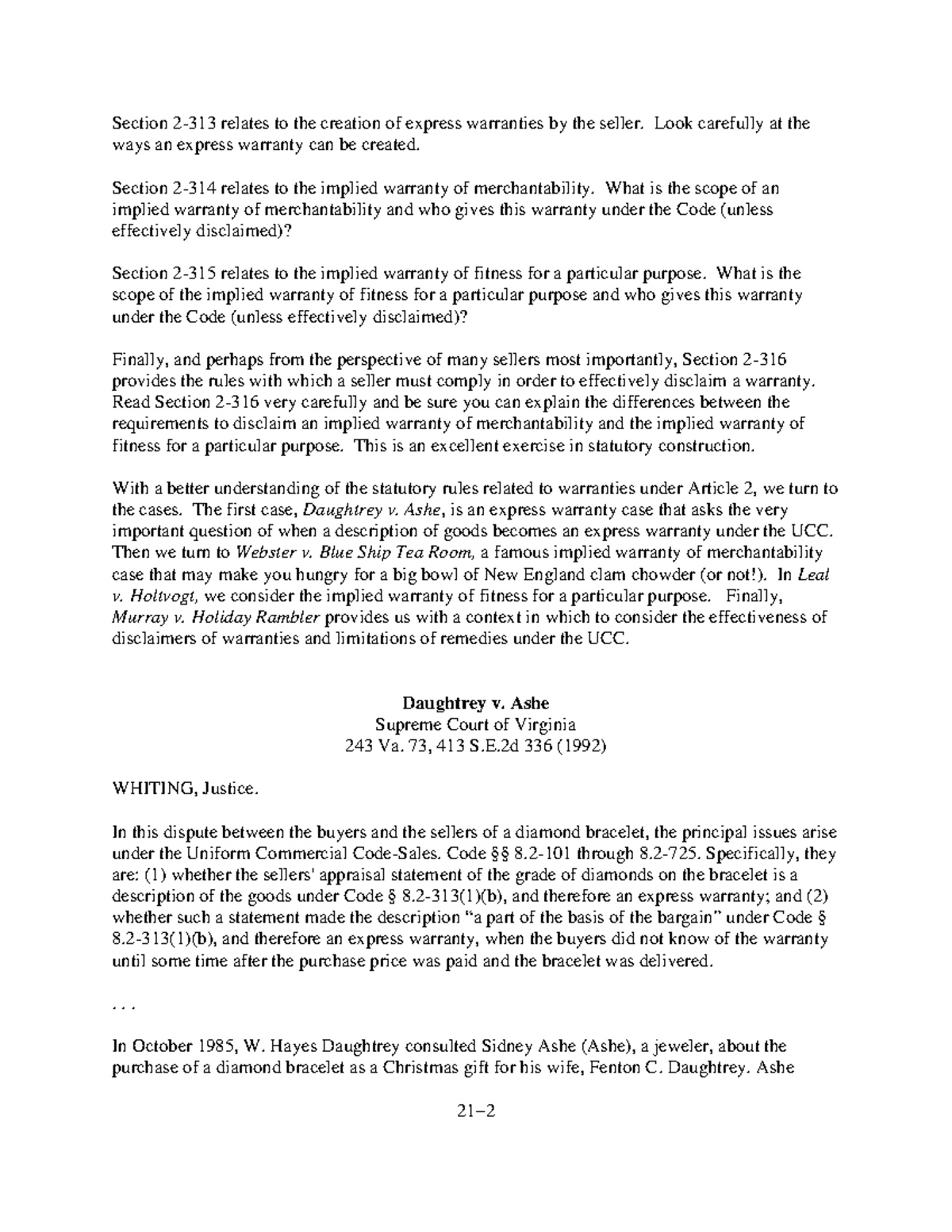 Creation of Express Warranties Implied Warranties and Warranty