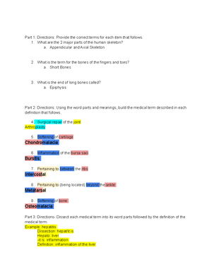 Medical Terminology Chapter 1 Word Construction WS - Directions: Using ...