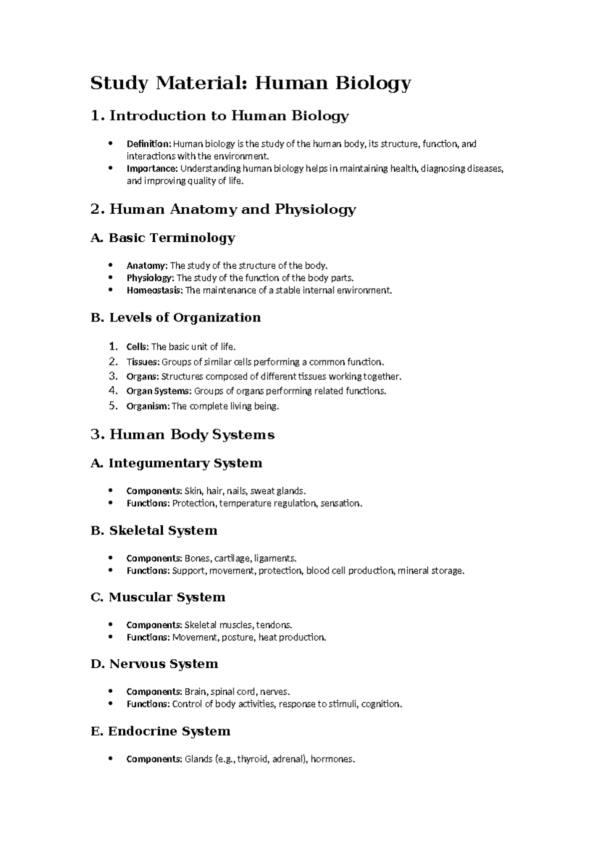 About worm - Study Material: Human Biology 1. Introduction to Human ...