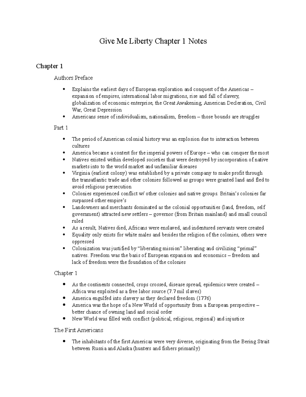 GML Chapter 1 Notes Give Me Liberty Chapter 1 Notes Chapter 1 Authors