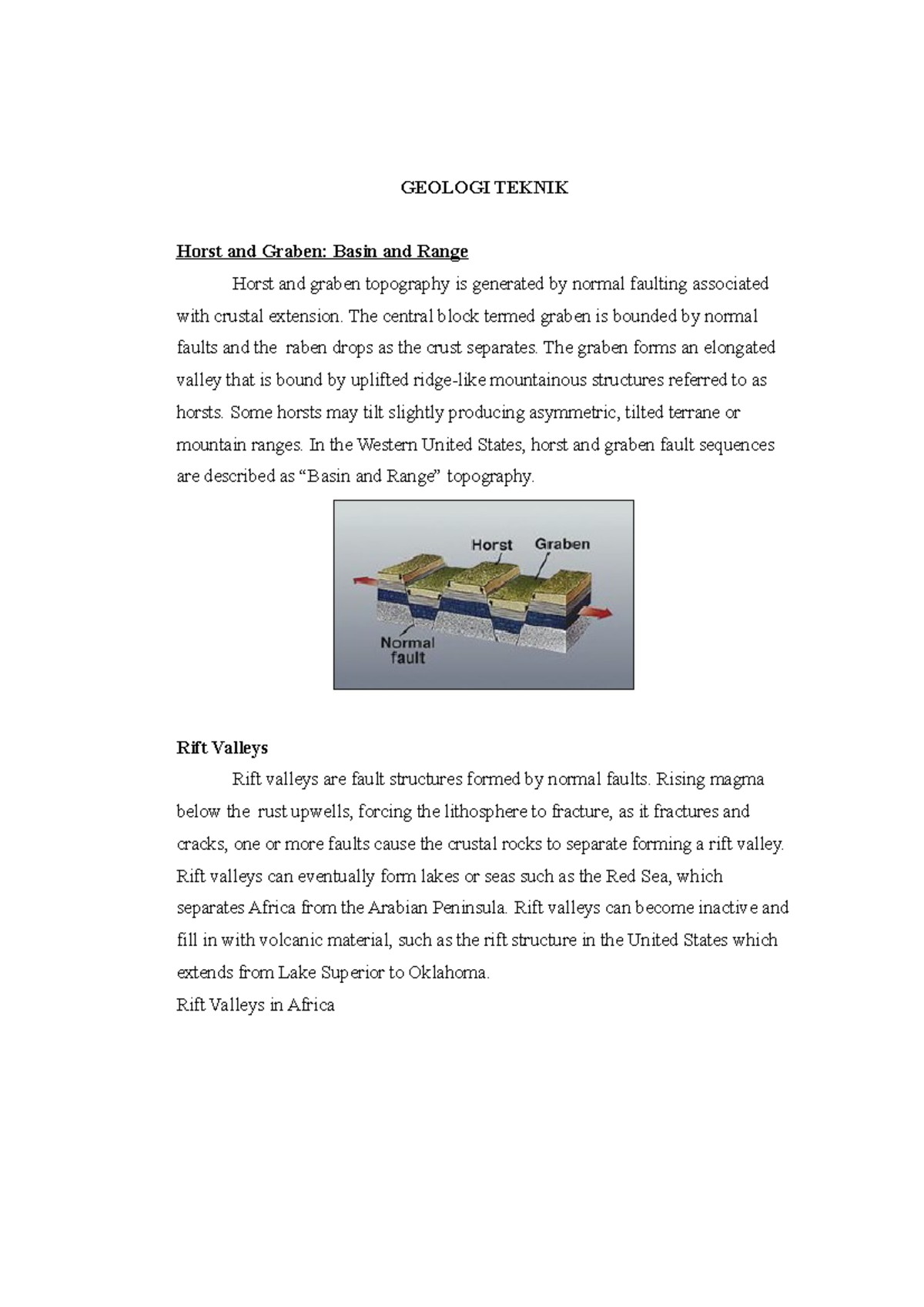 Geologi Teknik - Horst and Graben Basin and Range - GEOLOGI TEKNIK