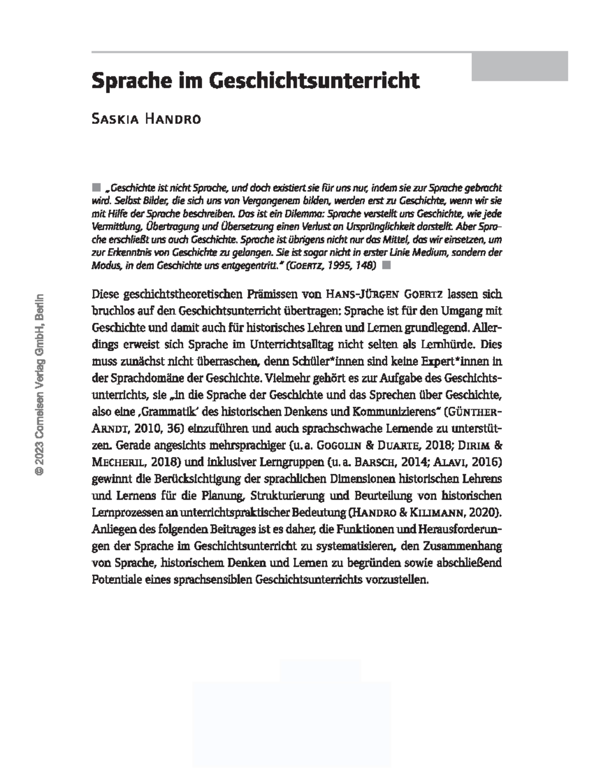 Handro (2023) Sprache im Geschichtsunterricht - Einführung in die ...