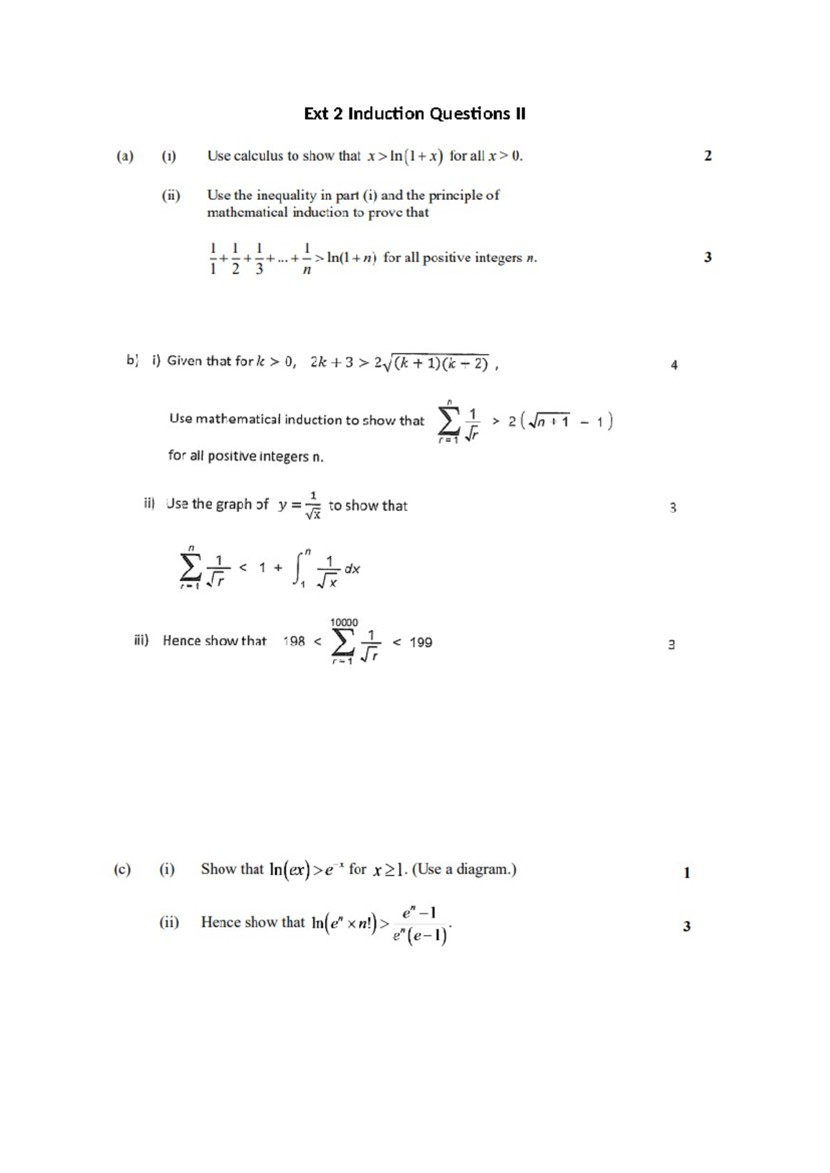 Ext 2 Induction 2 - Ext 2 Induction Questions II ANSWERS - Studocu