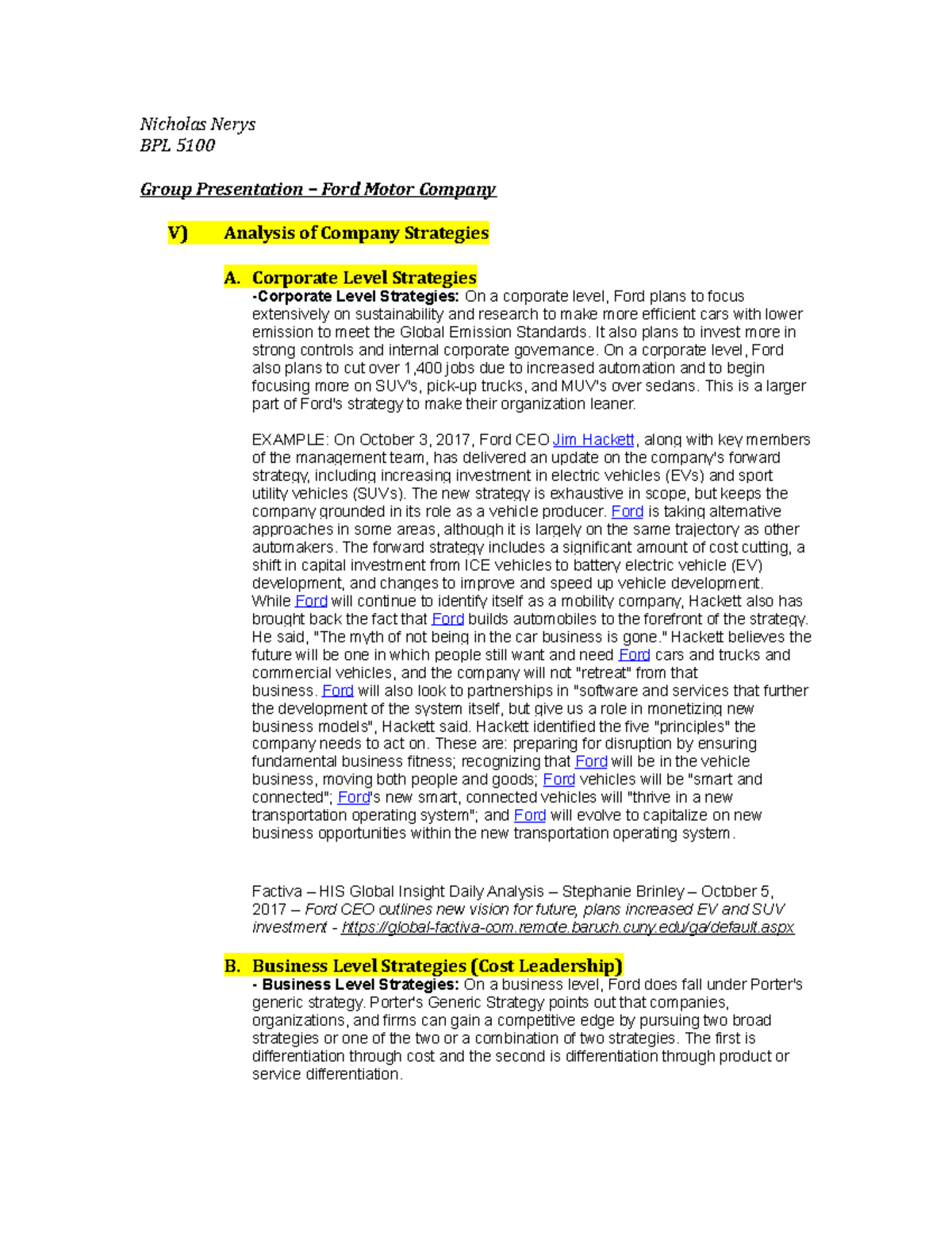 Ford Motor Company Divisions