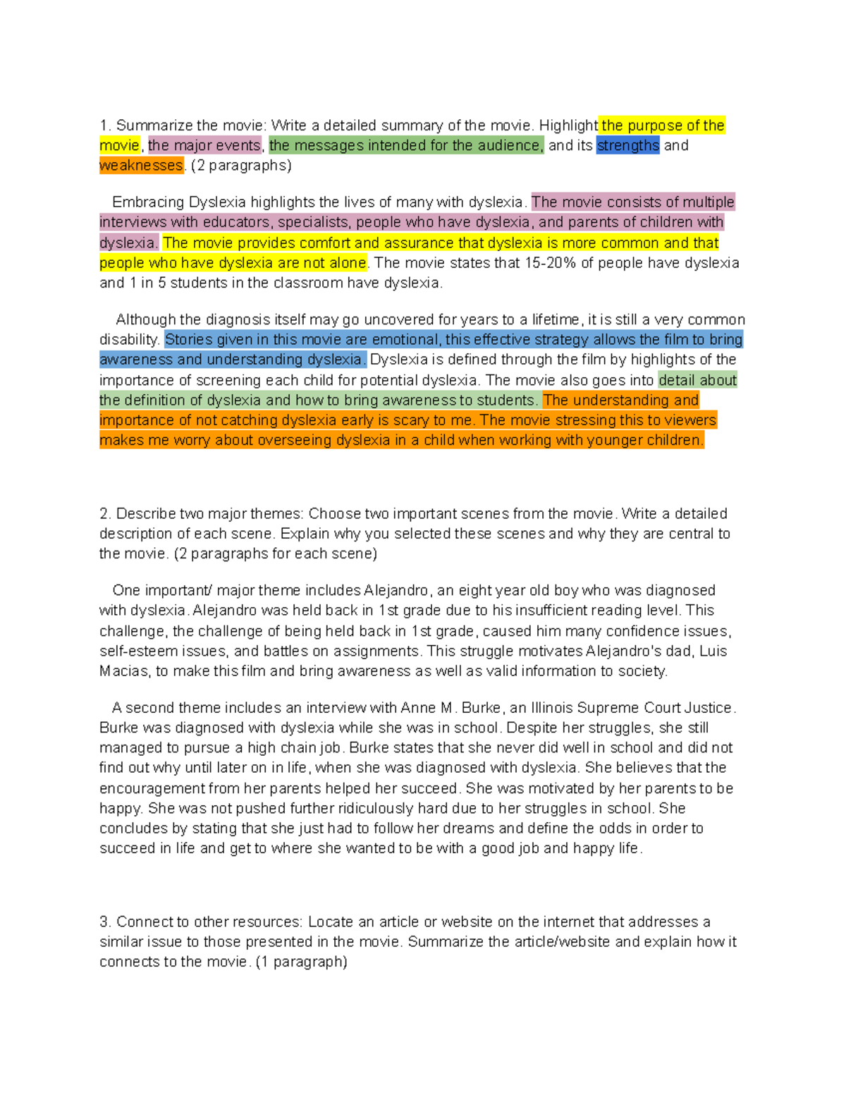 Film Review Embracing Dyslexia Summarize the movie Write a detailed