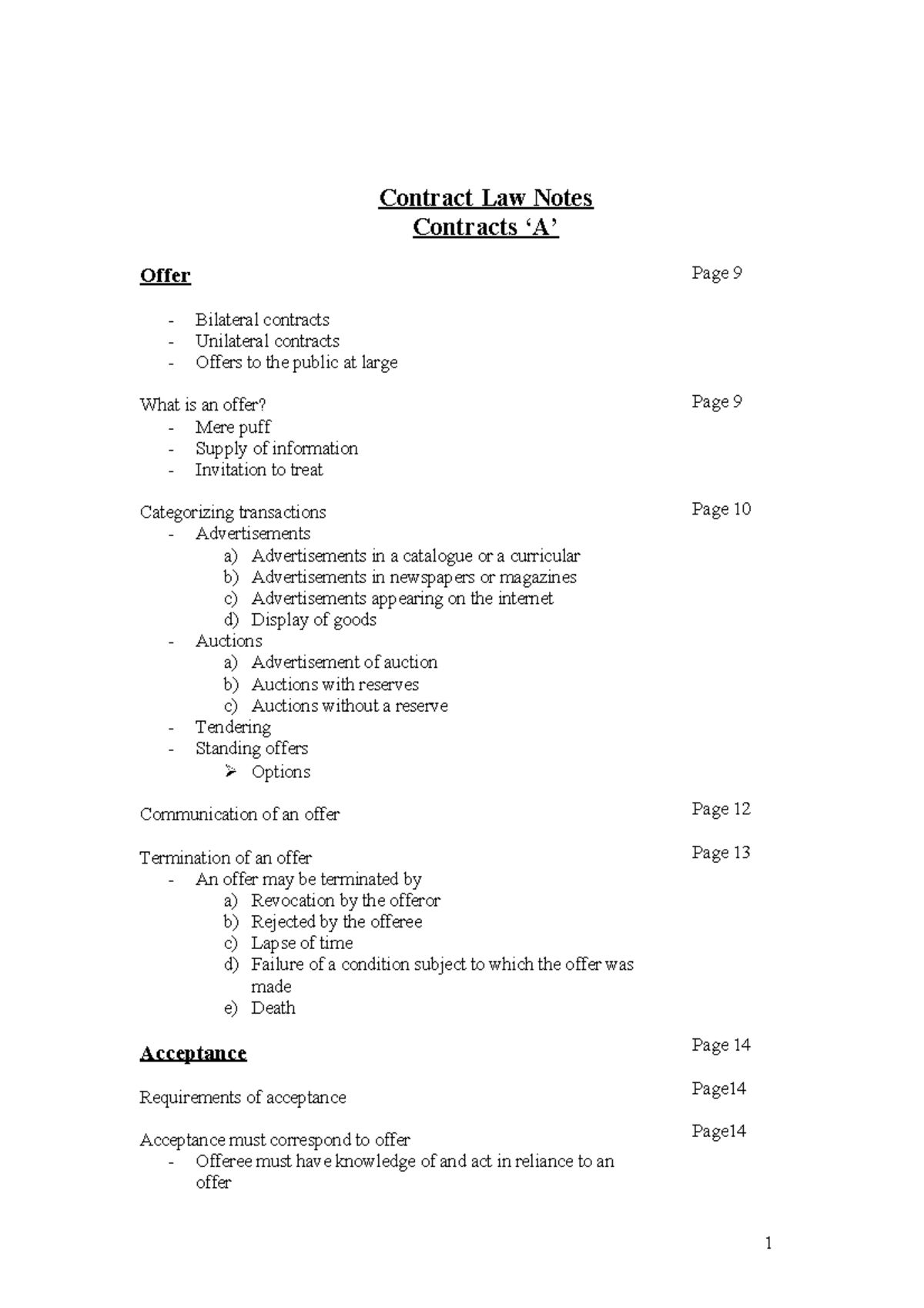 Toazinfo-contract law notes 2021 - Contract Law Notes Contracts ‘A ...