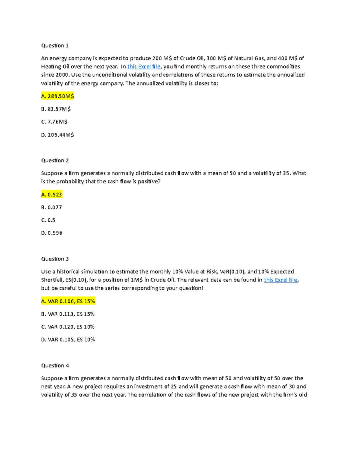 Midterm Version 1 - dfghn - An energy company is expected to produce ...