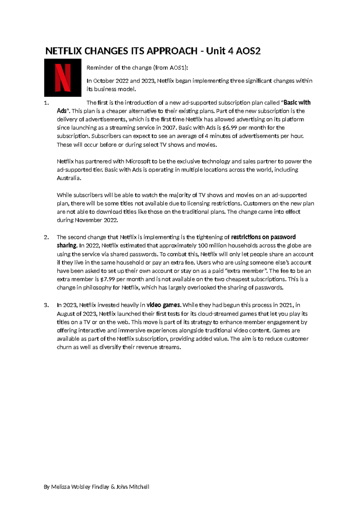 Netflix AOS2 case study/conemporary business example NETFLIX