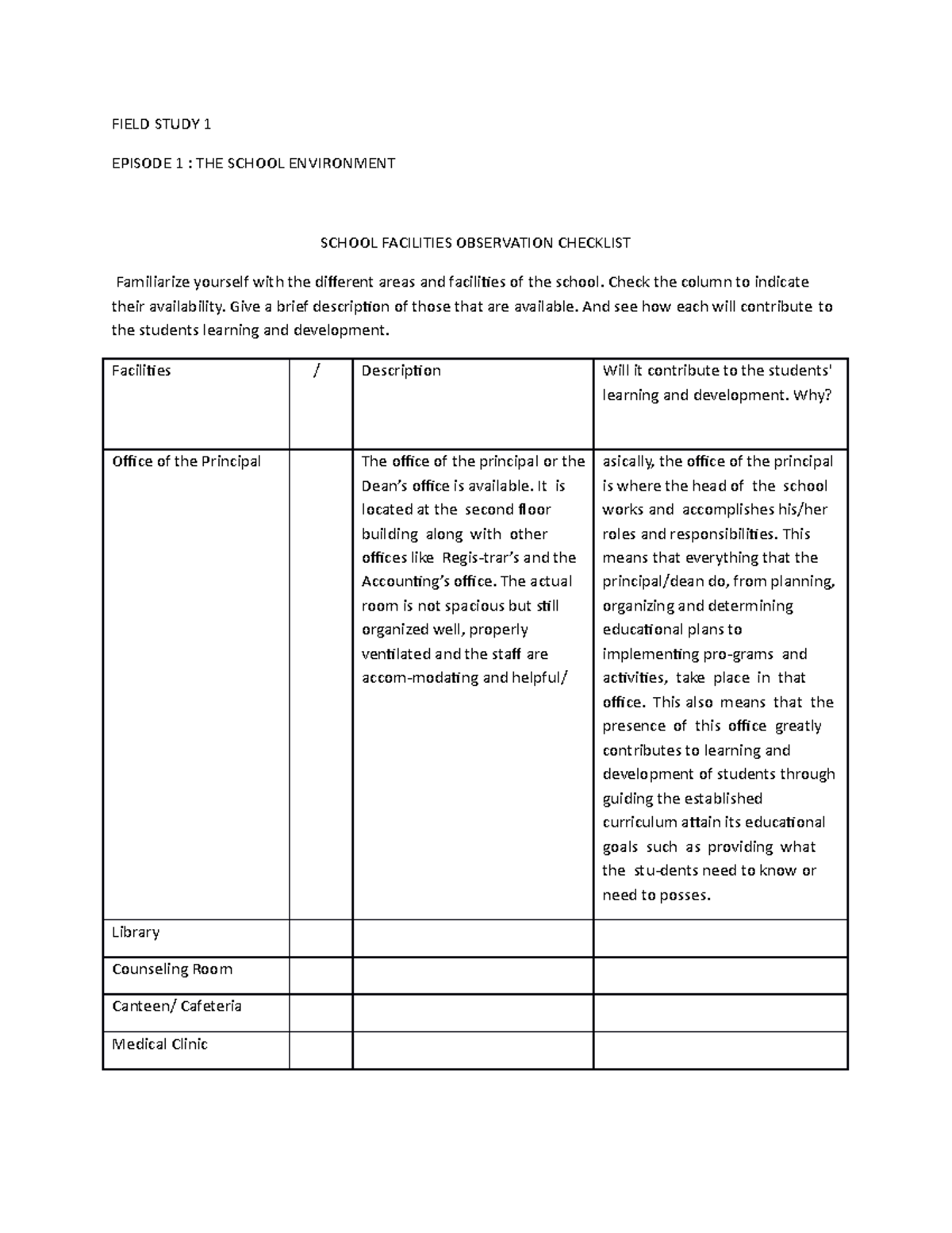 Field Study 1-WPS Office - FIELD STUDY 1 EPISODE 1 : THE SCHOOL ...