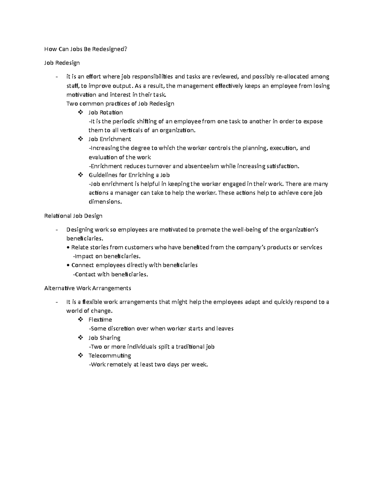 How Can Jobs Be Redesigned - As a result, the management effectively ...