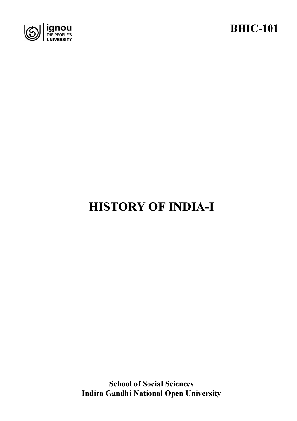 Block-1 - History Of India - School Of Social Sciences Indira Gandhi ...