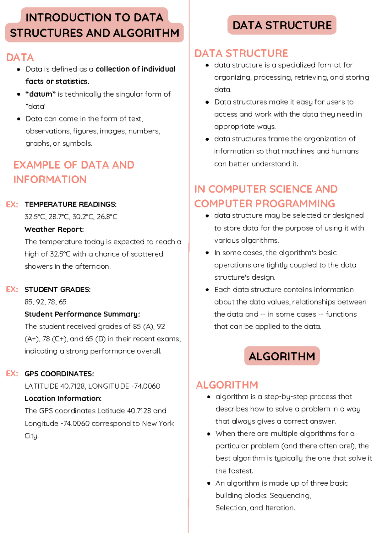 DSA - Wala - INTRODUCTION TO DATA STRUCTURES AND ALGORITHM DATA Data is ...