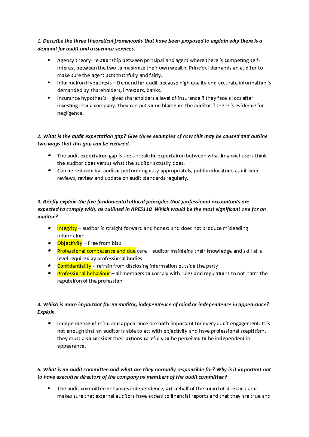 30 Auditing Questions and answers - Describe the three theoretical ...