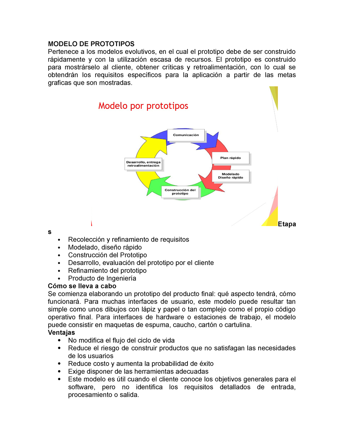 001 tipos de modelos (Modelo de prototipos) - MODELO DE PROTOTIPOS  Pertenece a los modelos - Studocu