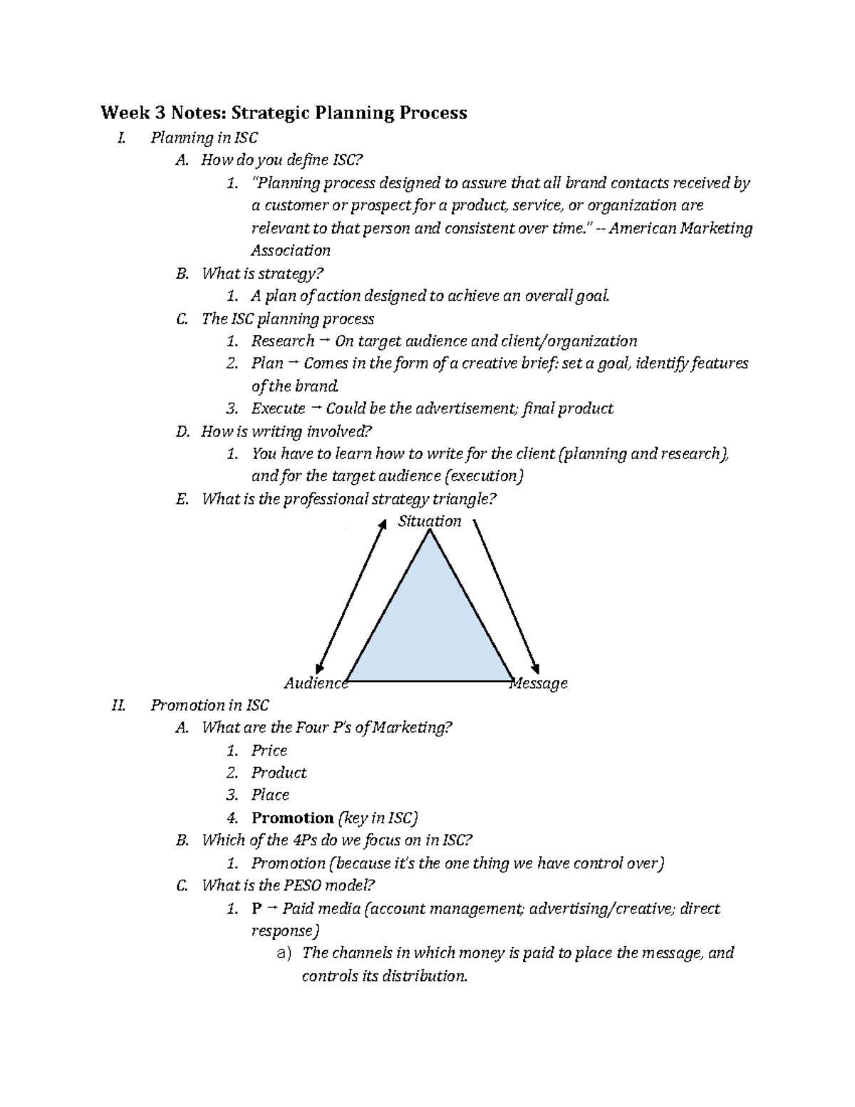 Week 3 Notes Strategic Planning Process - Week 3 Notes: Strategic ...