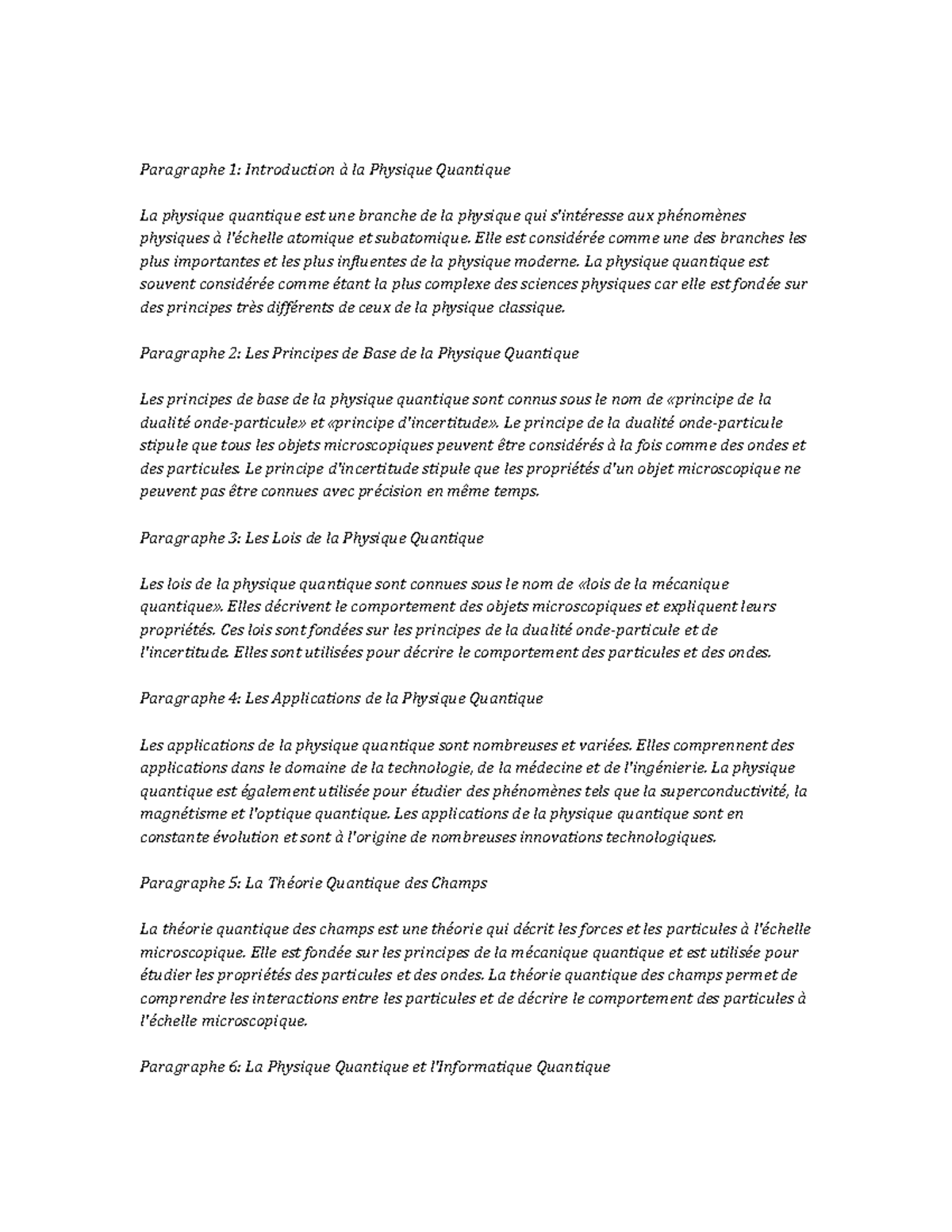 Quantum Physics Notes de cours - Paragraphe 1: Introduction à la ...