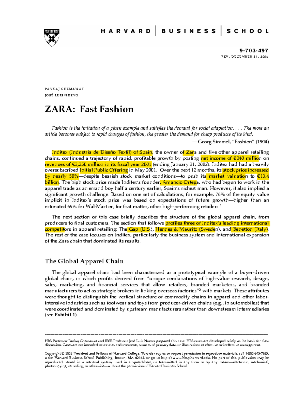 zara fast fashion case study harvard business school