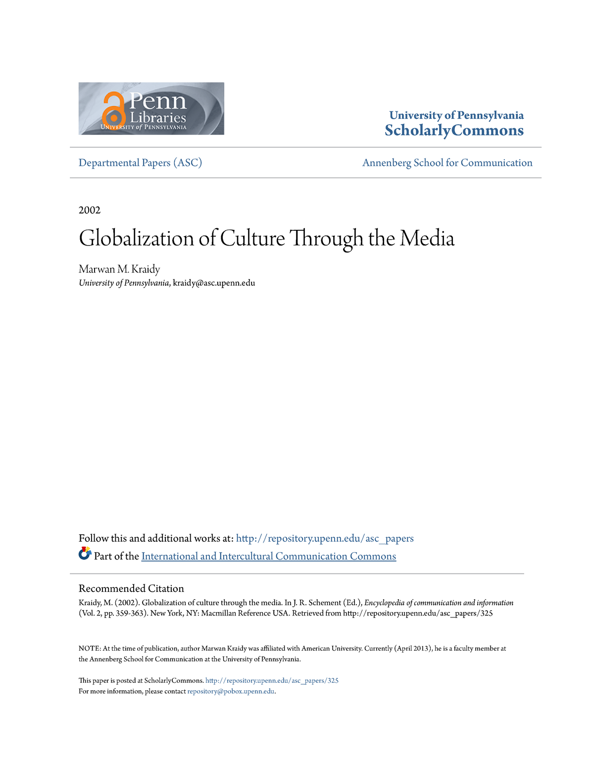 globalization of culture through media essay