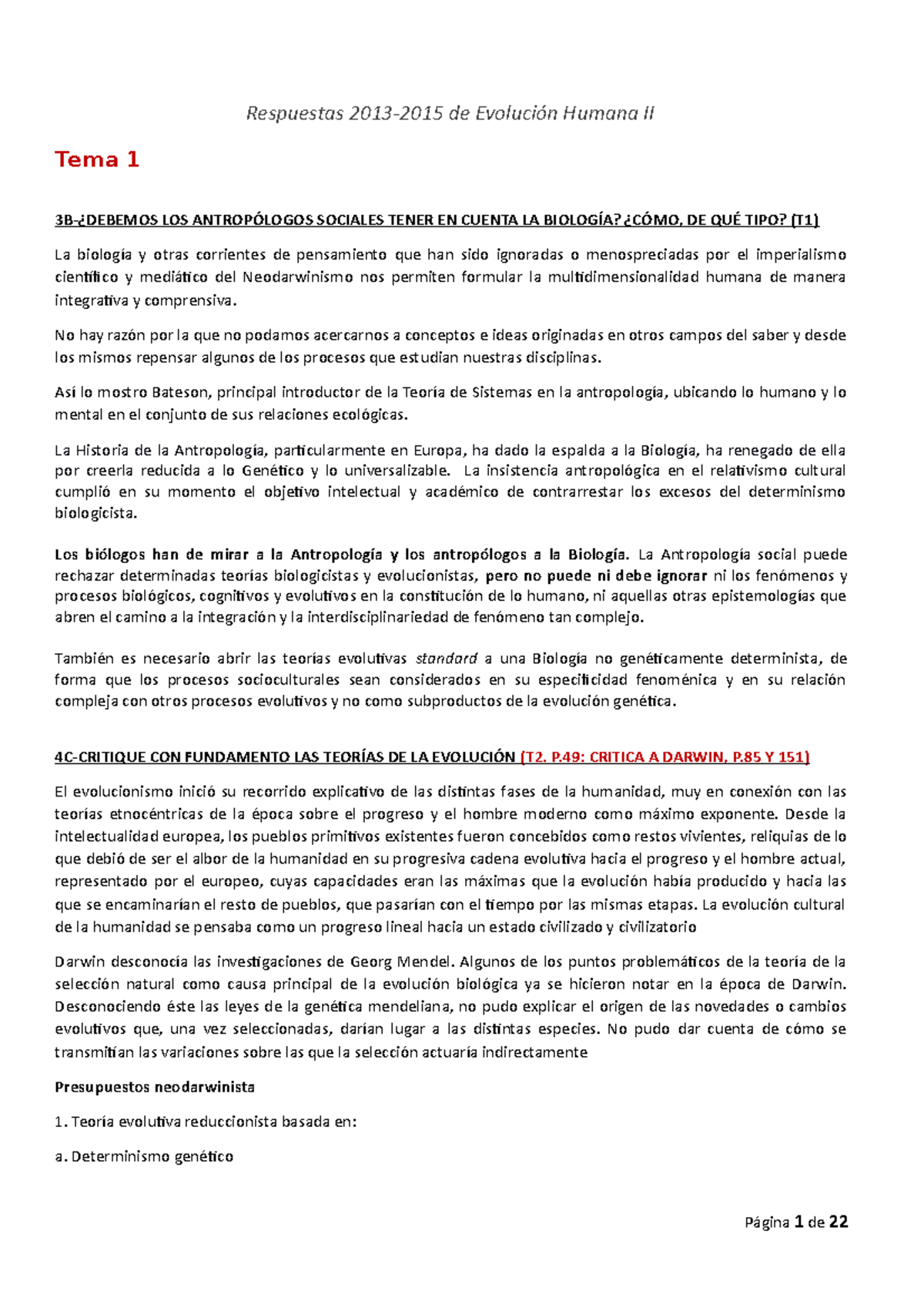 Examenes Contestados Respuestas 2013 2015 de Evolución Humana II Tema