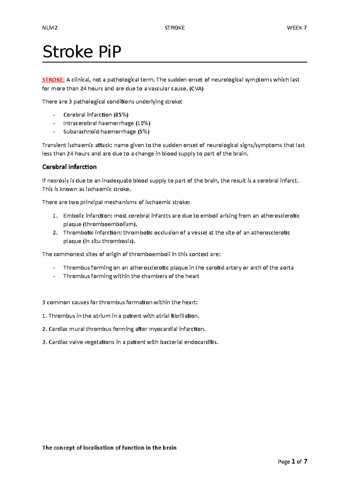 Stroke PiP (RCR) - Stroke PiP STROKE: A clinical, not a pathological ...