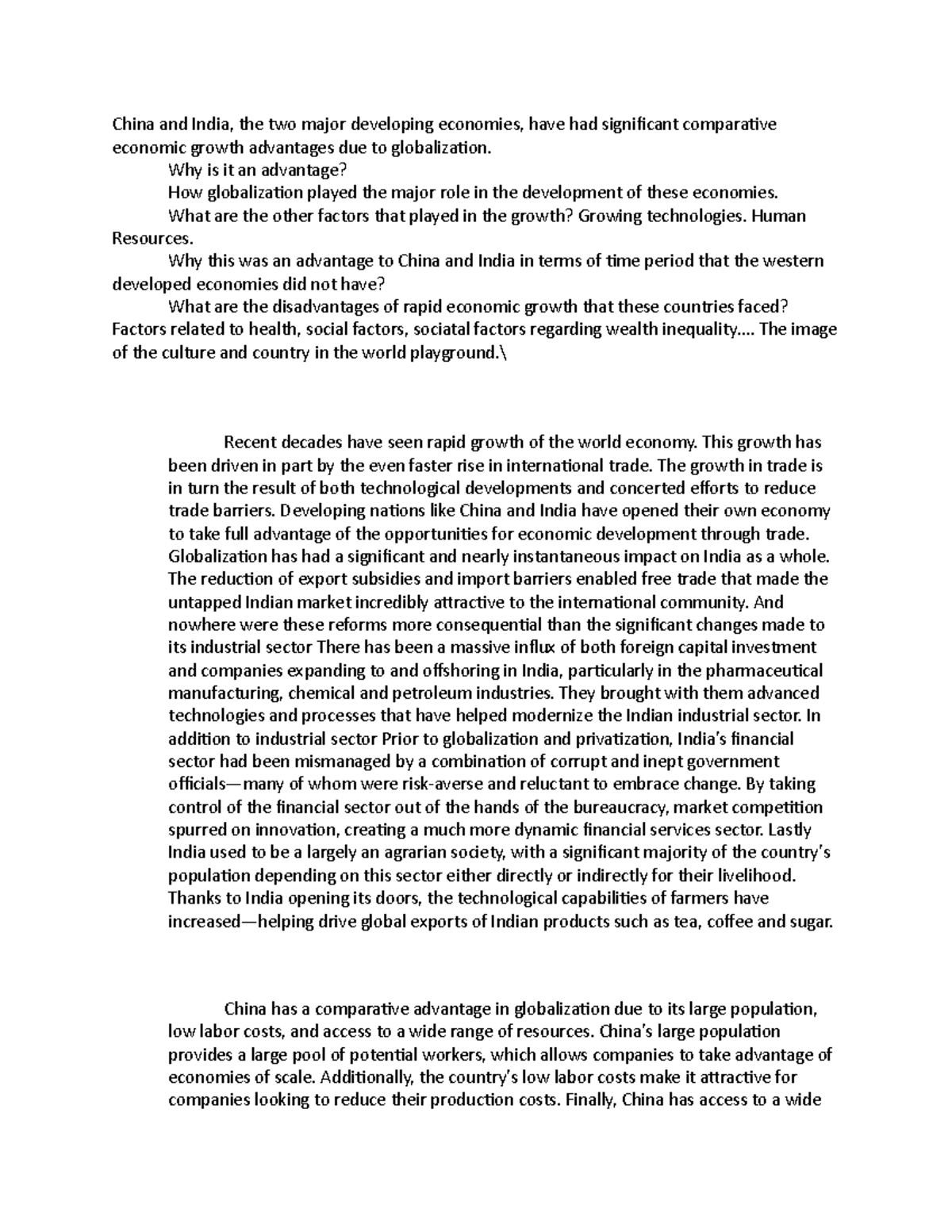 China and India - Why is it an advantage? How globalization played the ...