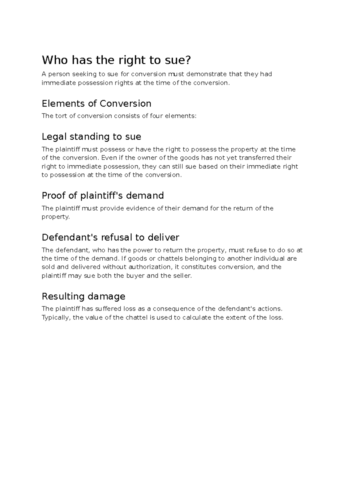 Conversion Notes from class LAW256 UTAS Studocu