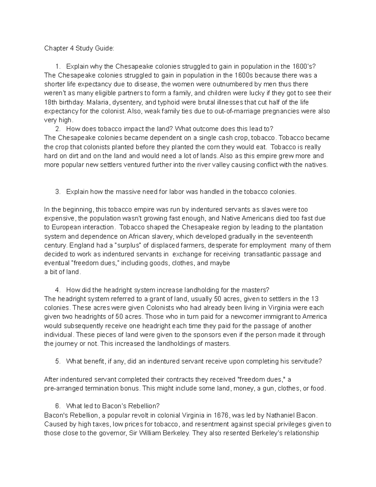 Chapter 4 Study Guide - Vocab - Chapter 4 Study Guide: Explain why the ...