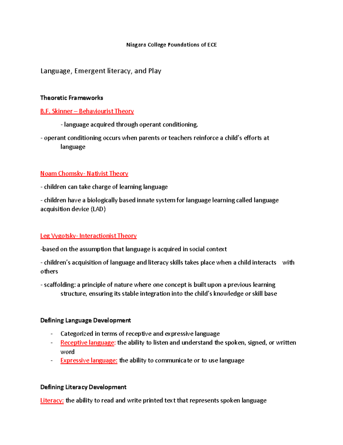 Literacy and Play - Professor Teixeira Fall 2021 - Niagara College ...