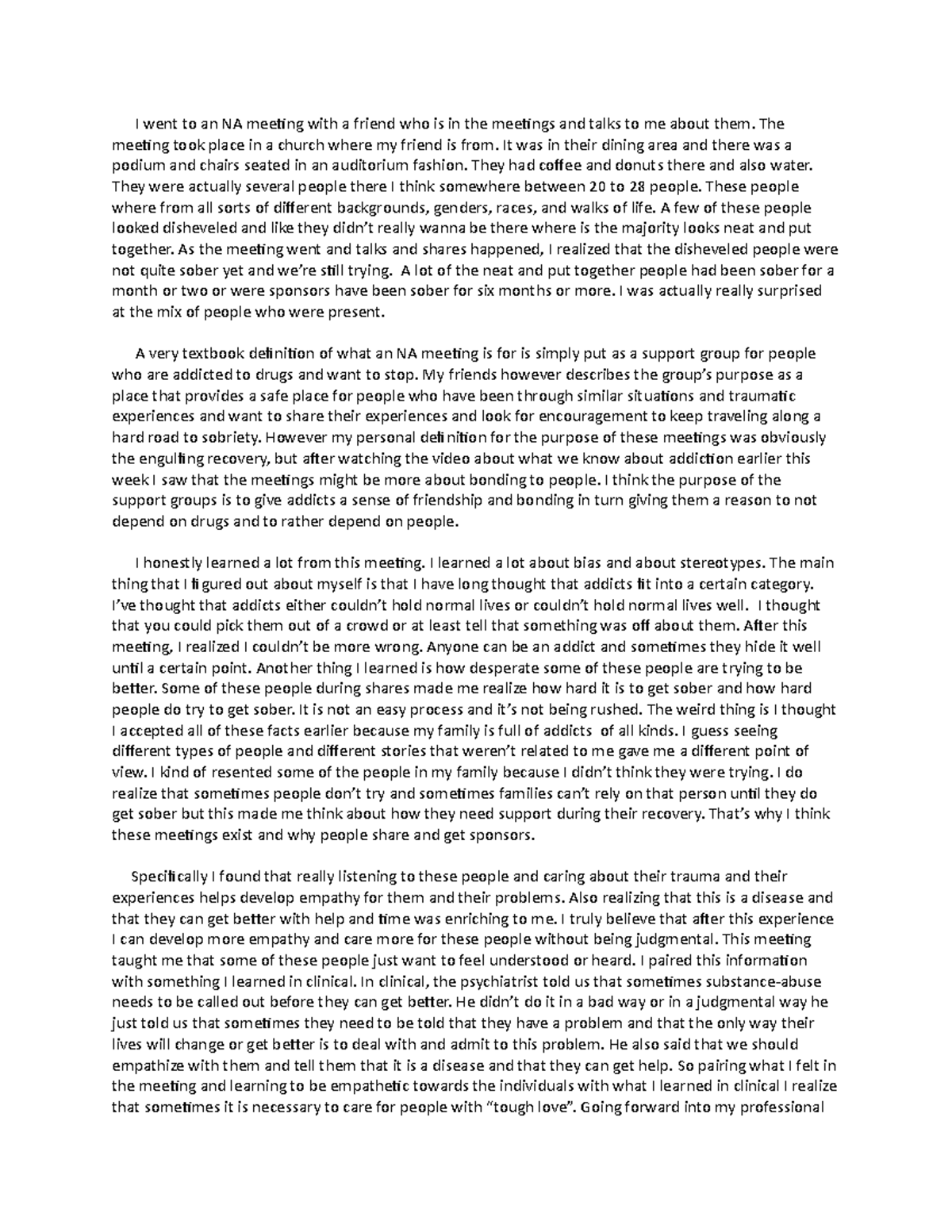 NA Meeting copy copy - I went to an NA meeting with a friend who is in ...
