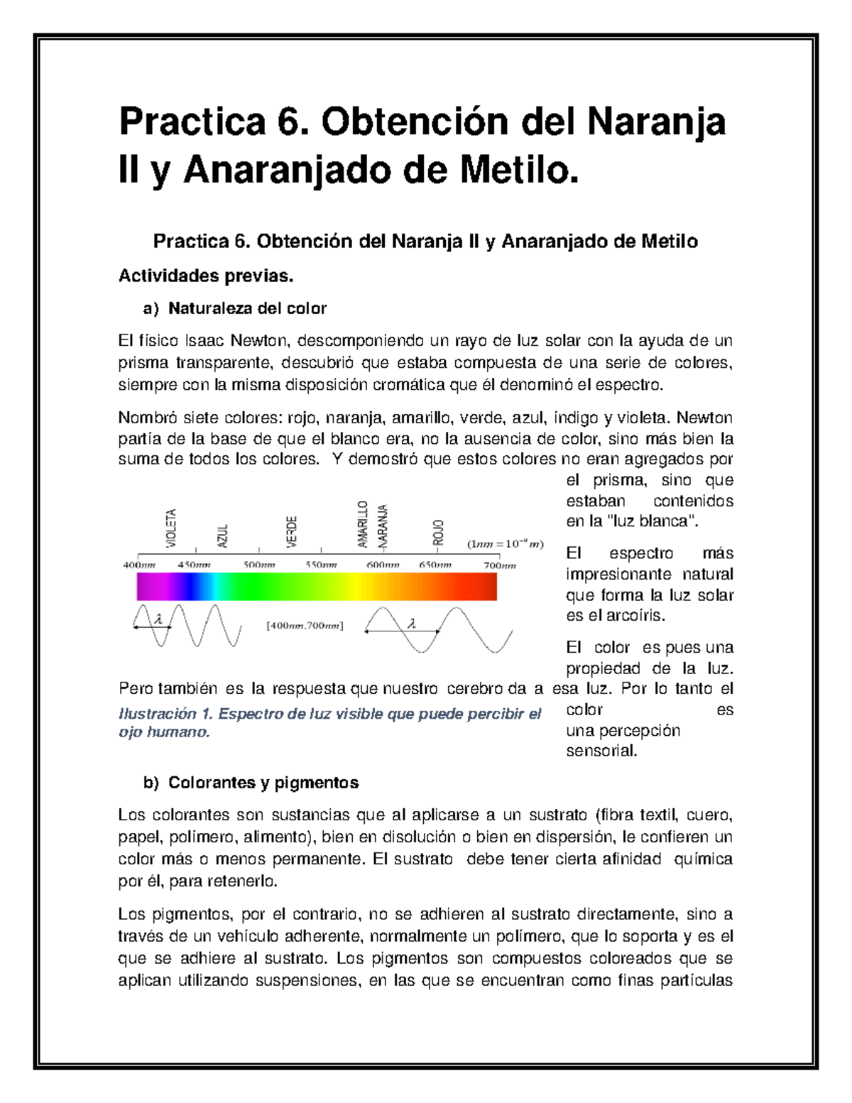 Obtención de anaranjado de metilo Practica 6. Obtención del Naranja II y Anaranjado de Metilo Obtención de anaranjado de metilo Practica 6. Obtención del Naranja II y Anaranjado de Metilo