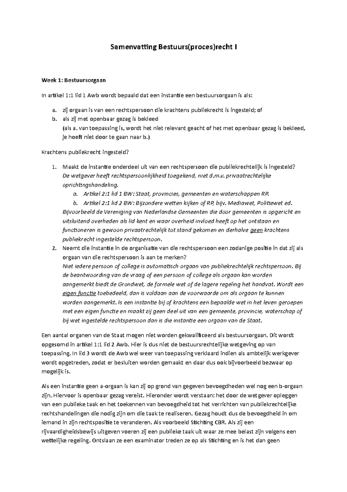 Samenvatting - Compleet - Week 1 - 3 - Samenvatting Bestuurs(proces ...