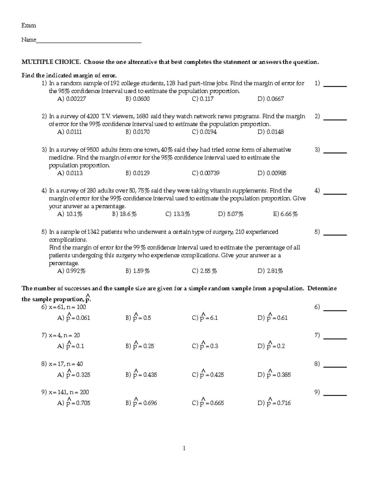 Practice Test Ch 12 - Exam Name ...