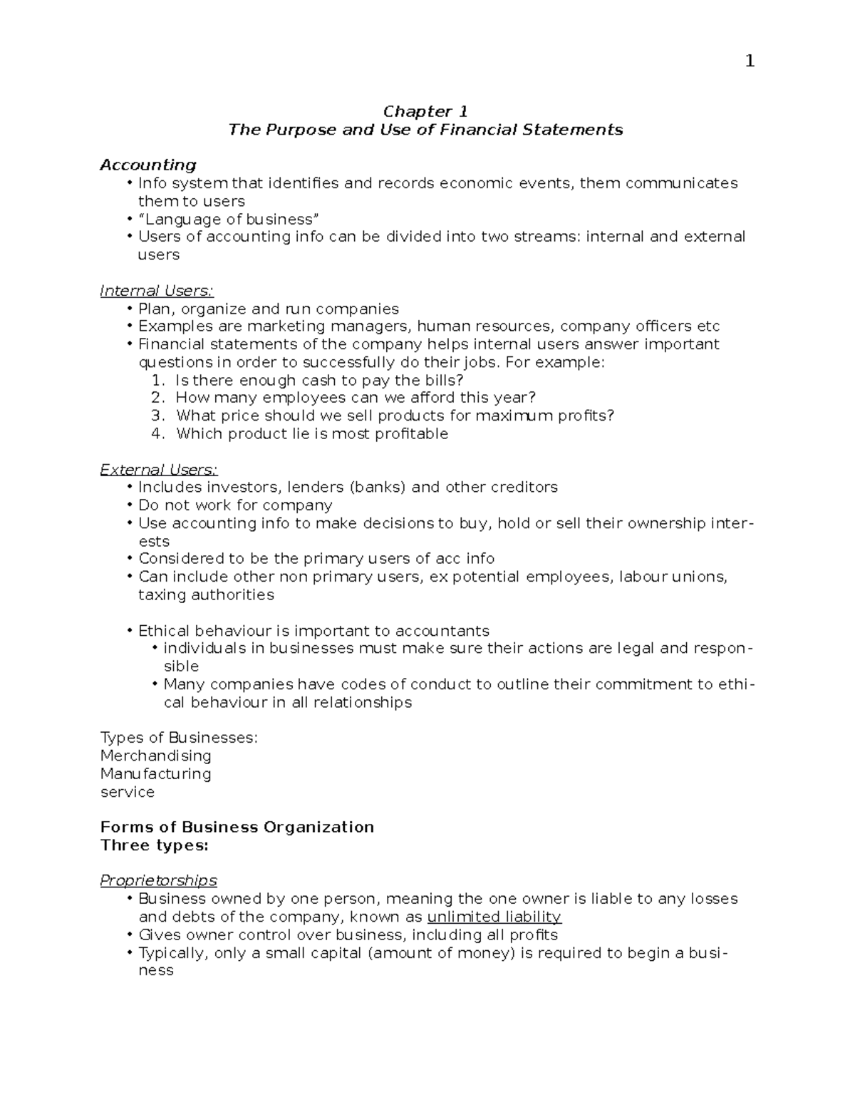 MOS Chapter 1 Textbook Notes - 1 Chapter 1 The Purpose and Use of ...
