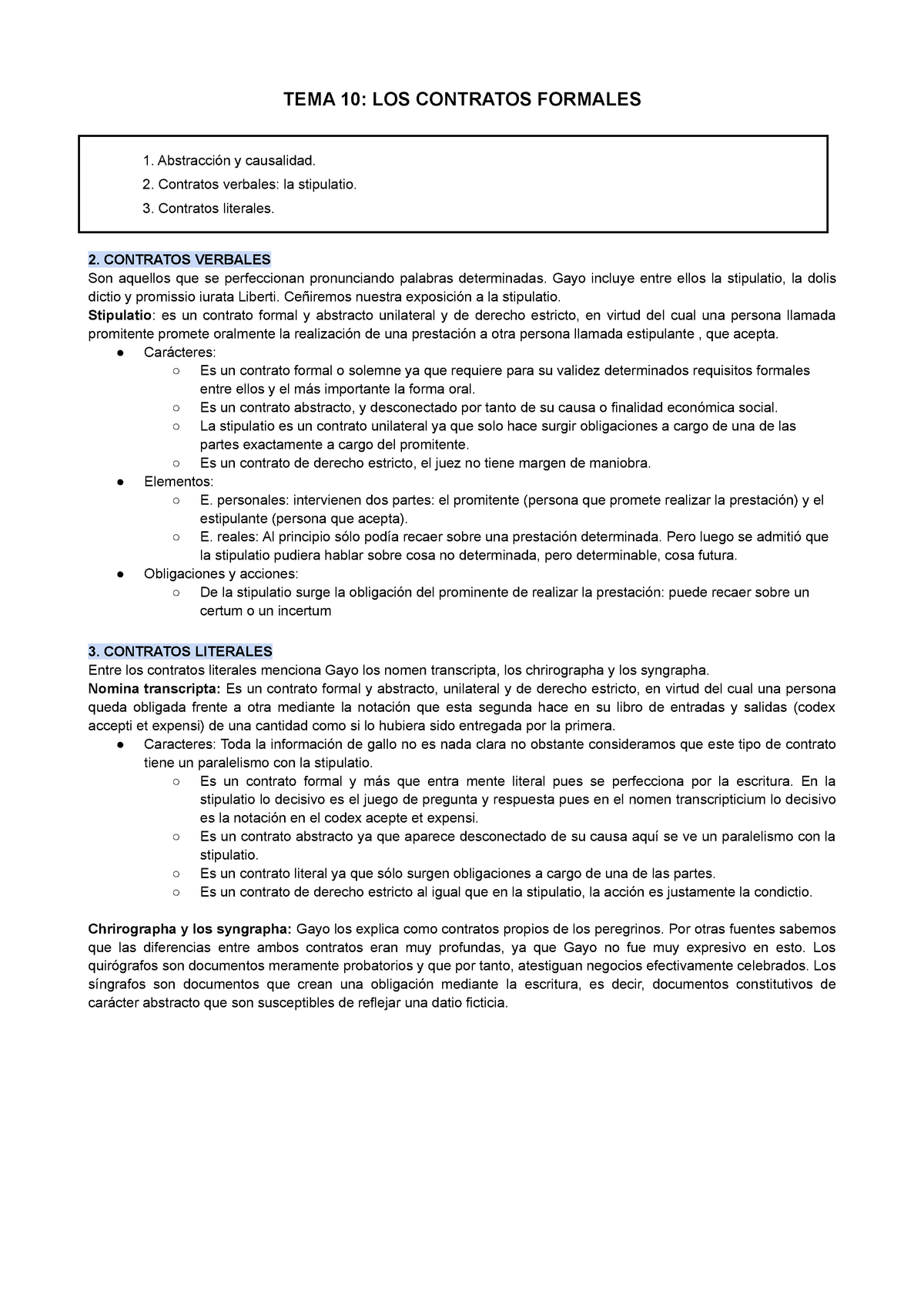 Tema 10 Apuntes 10 Tema 10 Los Contratos Formales Abstracción Y Causalidad Contratos 2127