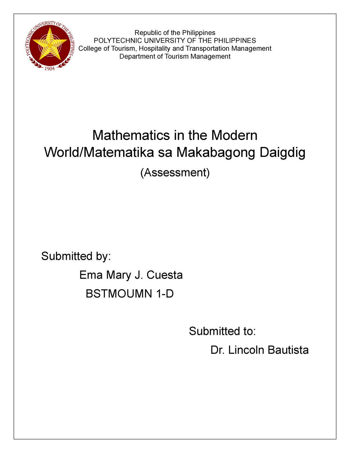 Mathematics In The Modern World - Republic Of The Philippines ...