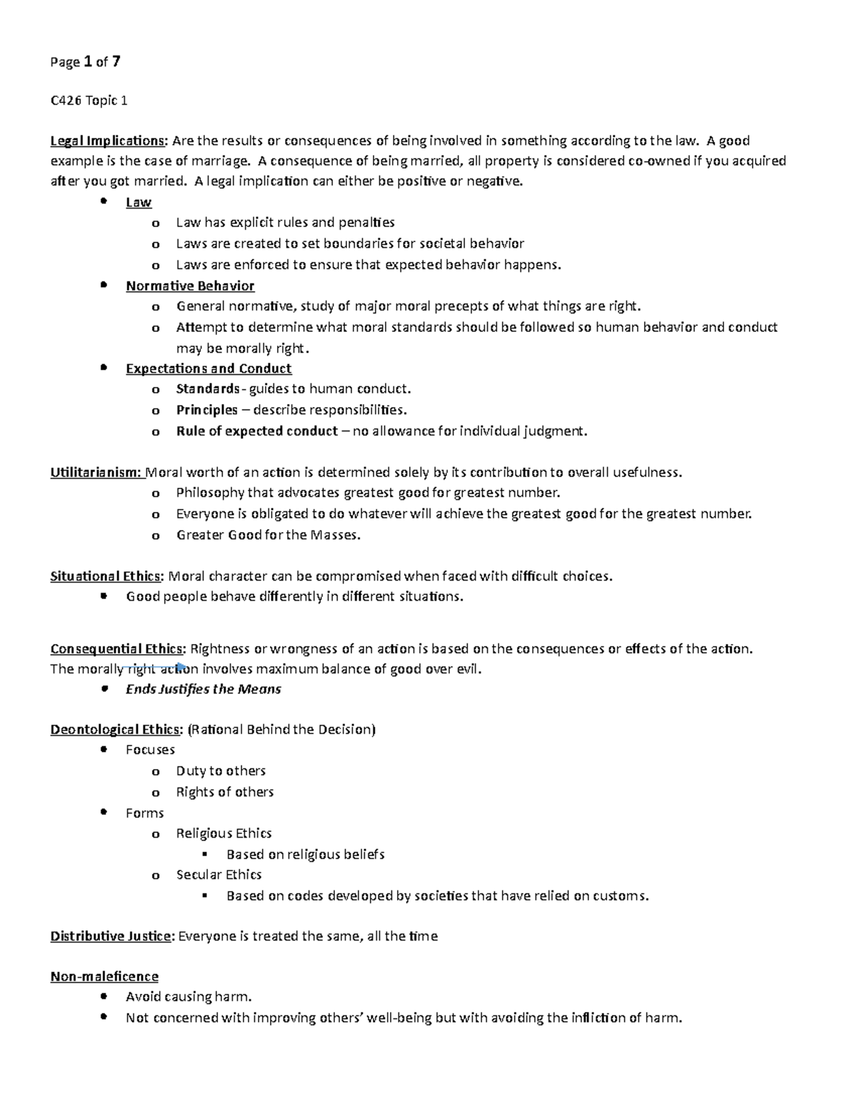 PowerPoint notes for C426 with terms - C426 Topic 1 Legal Implications ...