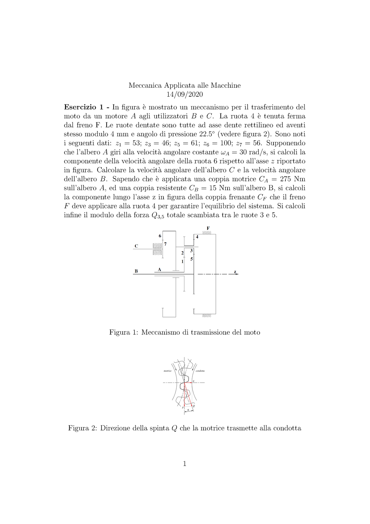 Traccia 14 09 2020 - Prova D'esame - Meccanica Applicata Alle Macchine ...