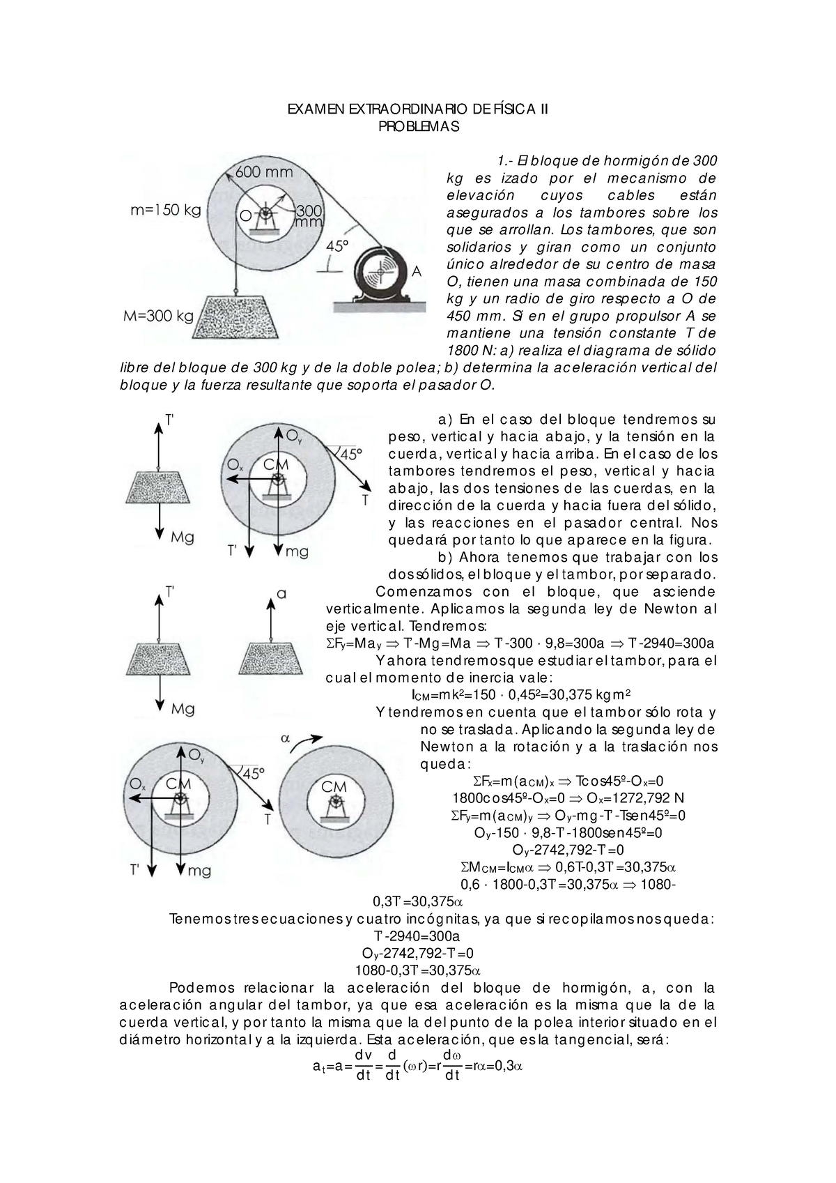 Examen Extraordinario DE Física I Resolucion 20 21 - EXAMEN ...