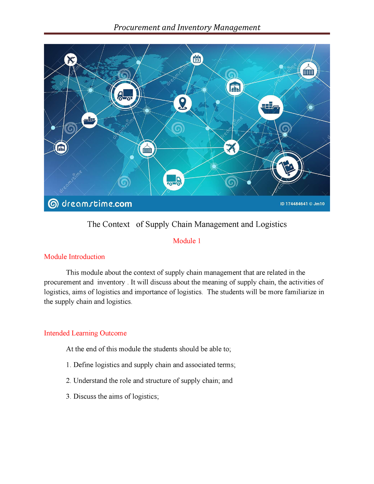 Module 1 Supply Chain Management 2nd Year - The Context Of Supply Chain ...