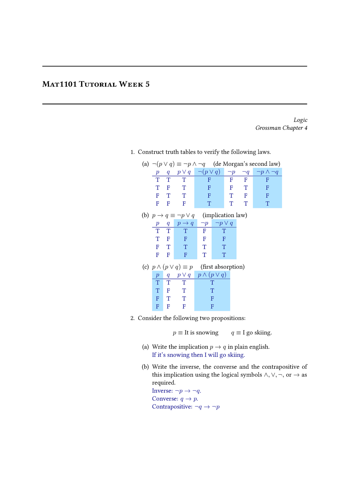 Week05 Soln Week 5 Tutorial Solutions Mat1101 Usq Studocu