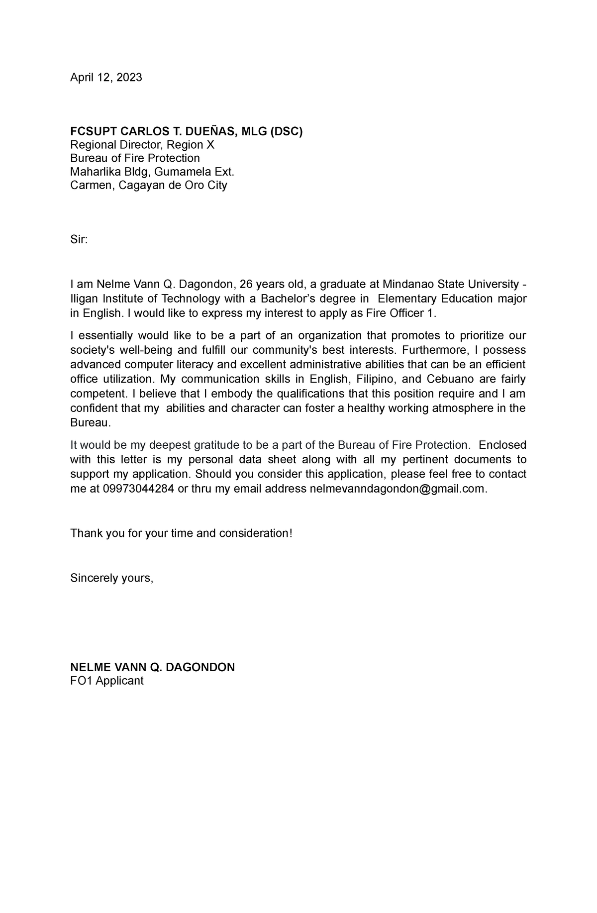 Application- Letter- Dagondon - April 12, 2023 FCSUPT CARLOS T. DUEÑAS ...