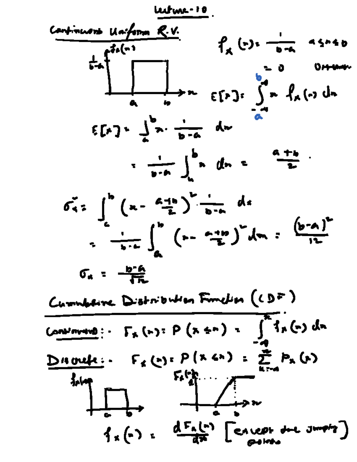 Lec 10 CDF Normal Random Variable - Continuous uniform R. Fa(m) arnsb 0 ...