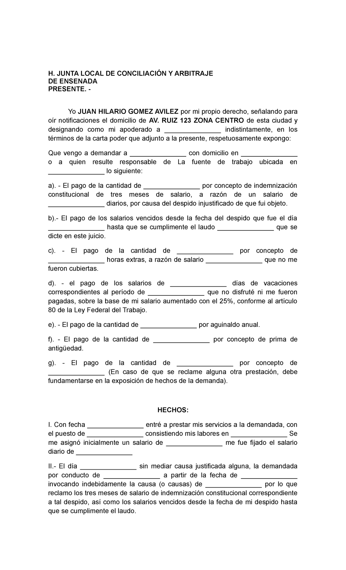 Formato De Carta De Despido Laboral Costa Rica Perodua R