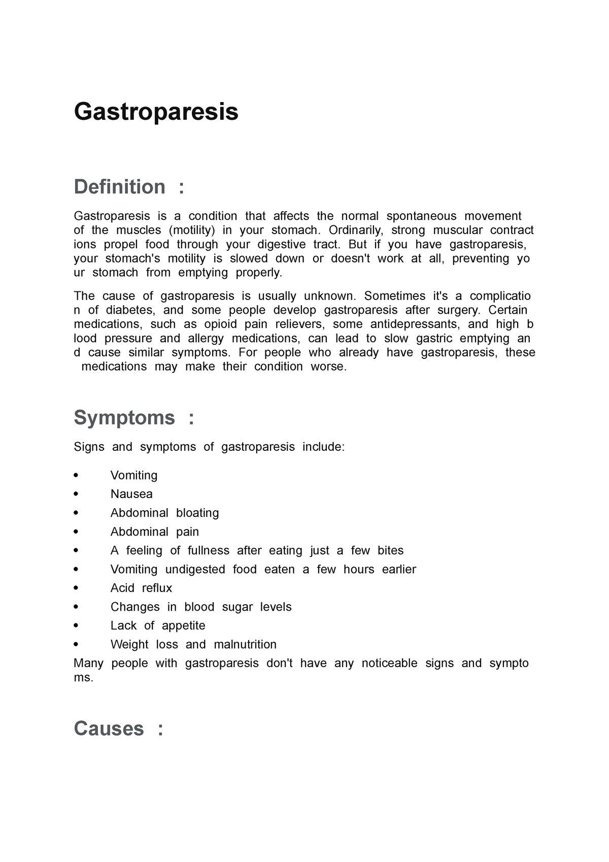 gastroparesis-gastroparesist-definitiont-studocu