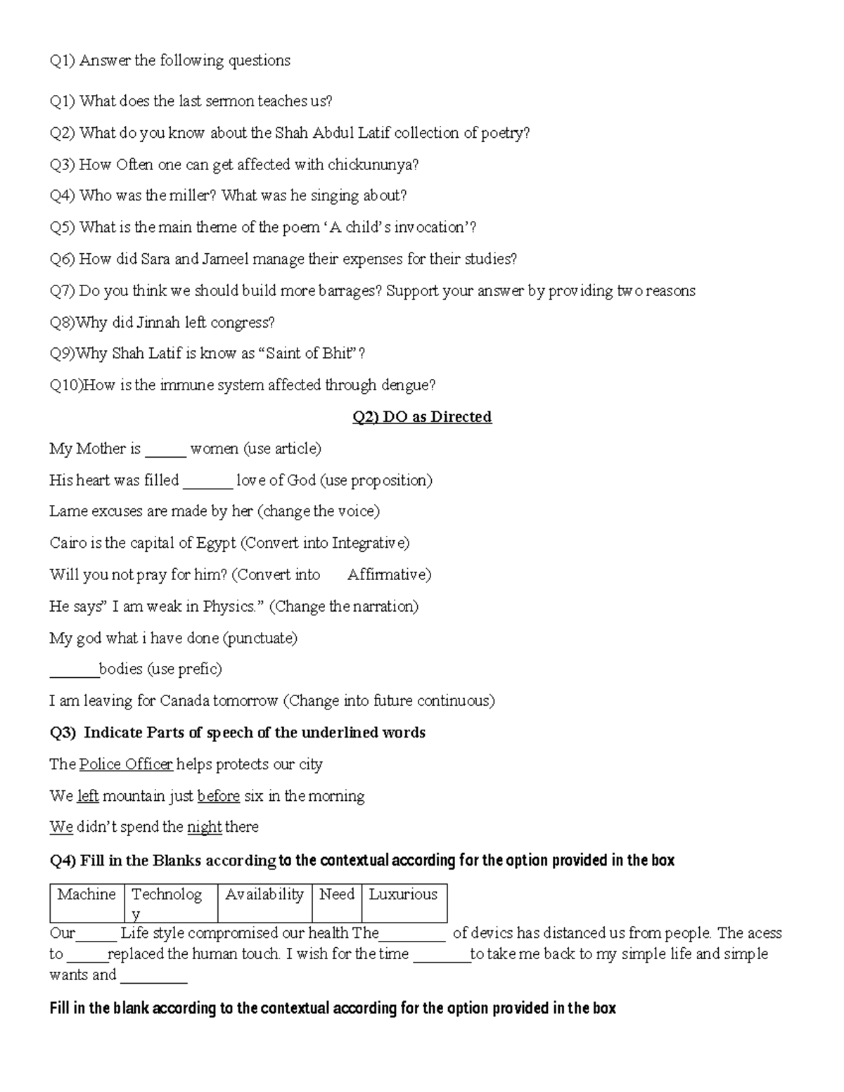 Pp - aaSSSS - Q1) Answer the following questions Q1) What does the last ...