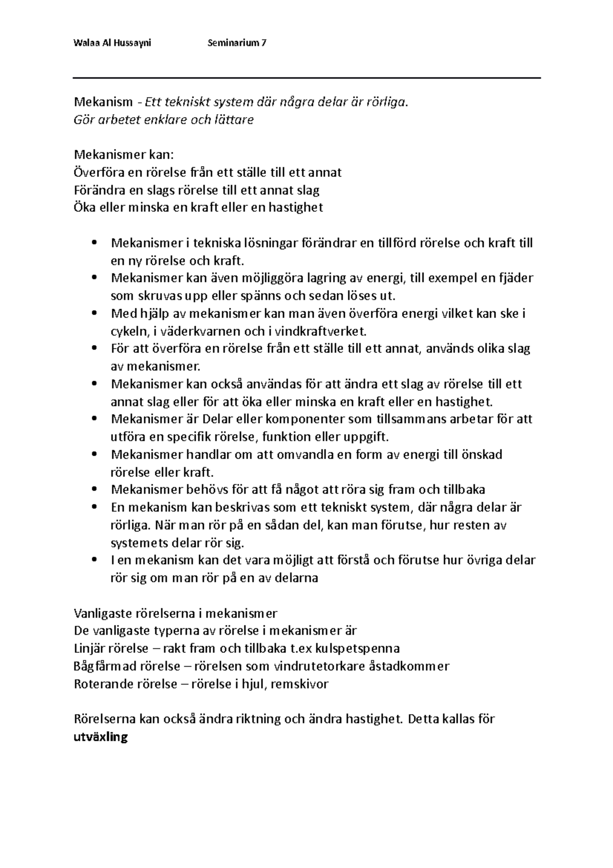 Sammanfattning självstudier 7 - Mekanismer och hållbar utveckling ...
