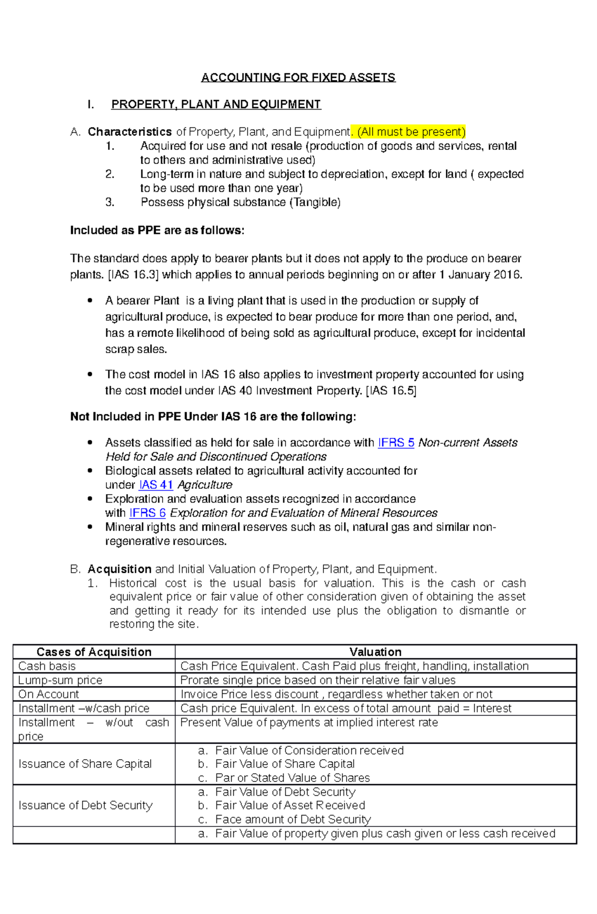 accounting for plant property and equipment