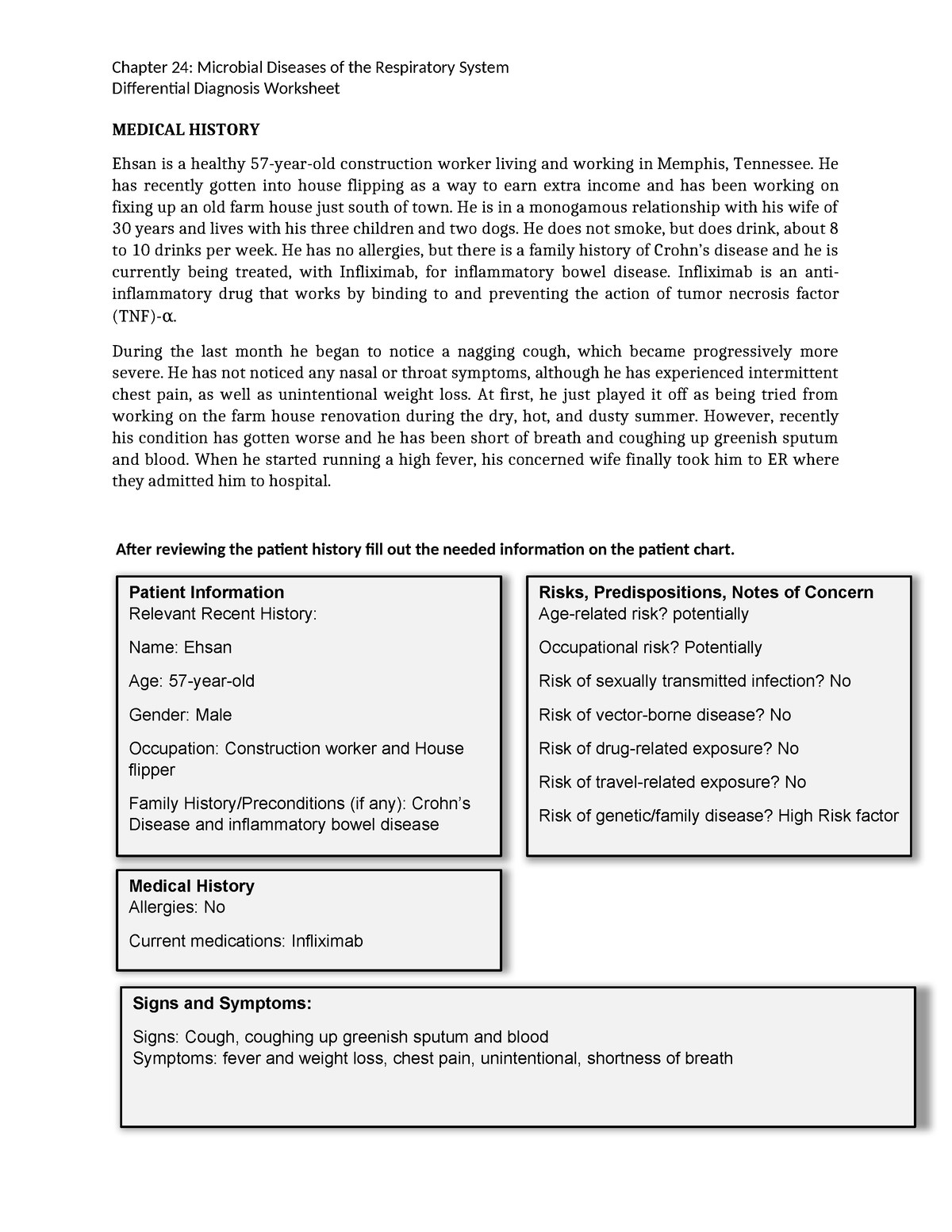 Chapter 24 Student Work Sheet - Chapter 24: Microbial Diseases of the ...