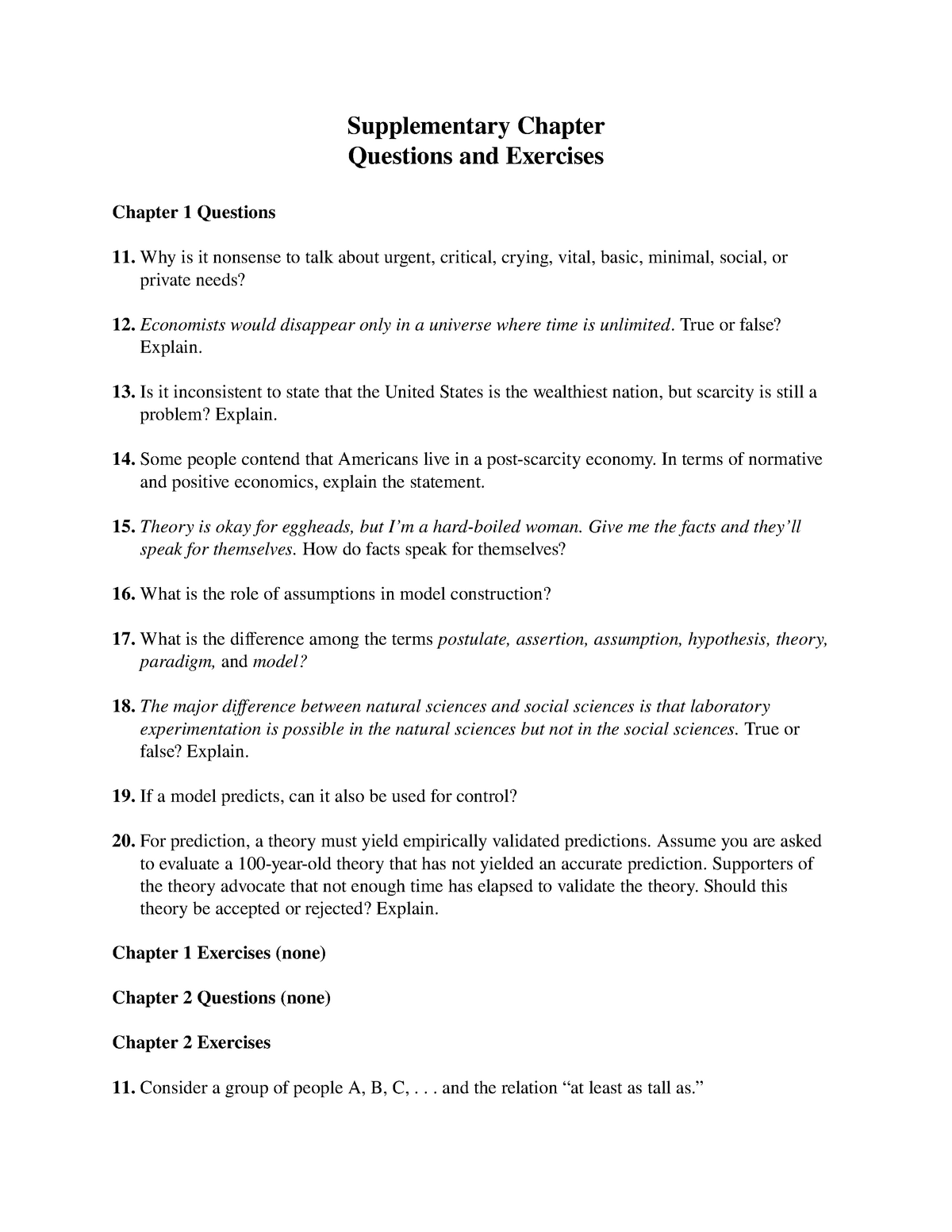 Extra Practice For Microeconomics - Supplementary Chapter Questions And ...