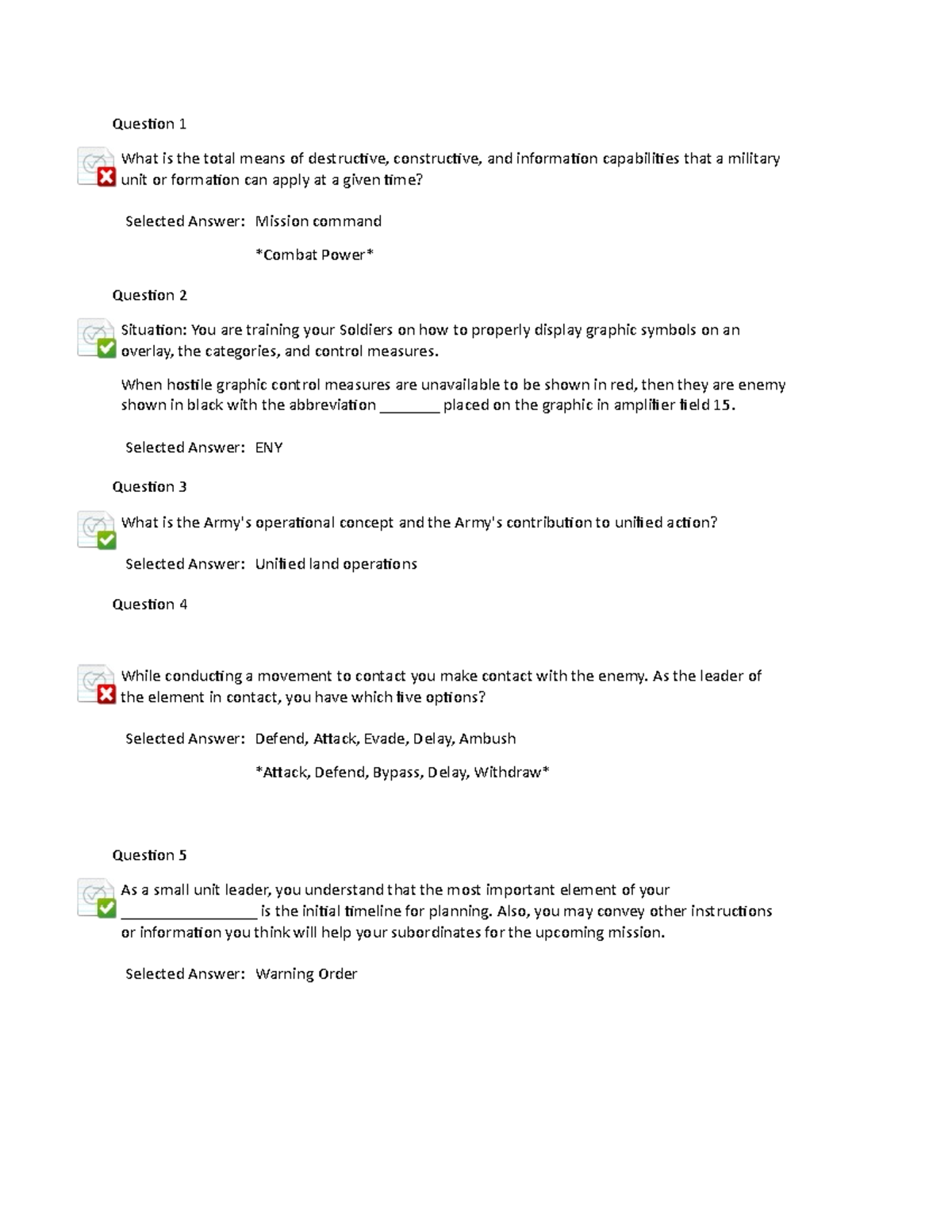 Tactics test B - Test - Question 1 What is the total means of ...